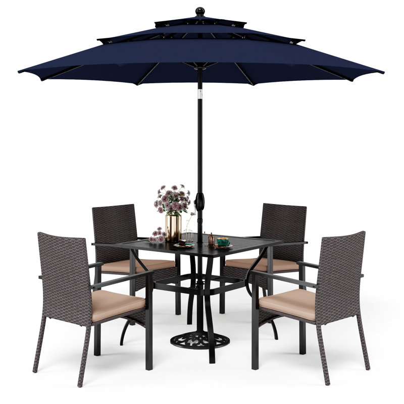 4 - Person Patio Dining Set with, Yes, Dark Blue