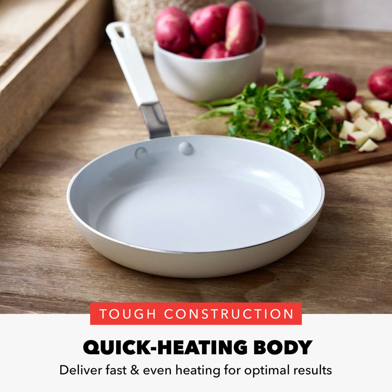 Cream 8" Aluminum Fry Pan with Ceramic Nonstick Coating