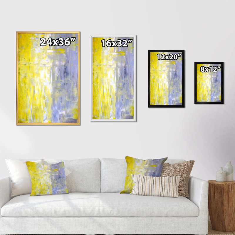 «Yellow and Gray Merging Abstract», art mural moderne et contemporain sur toile, H 32 po x l 16 po x P 1 po