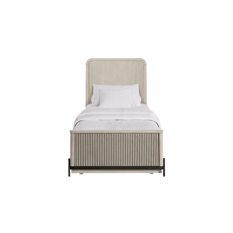 Lit gigogne double taupe avec placage de bouleau et structure en bois massif