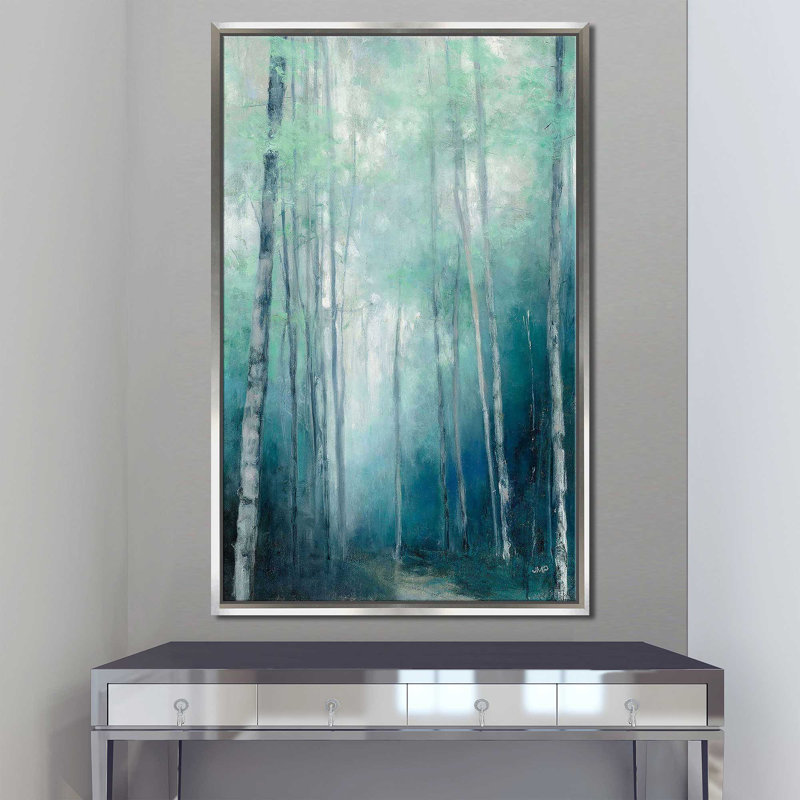 To To the Woods Crop par Julia Purinton - Peinture, H 33,5 po x l 21,5 po x P 2 po, Cadre flottant argent