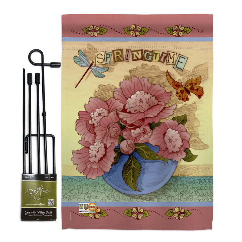 Mélange de polyester vertical décoratif à 2 côtés 19 x 13 po printemps spring ensemble de drapeau