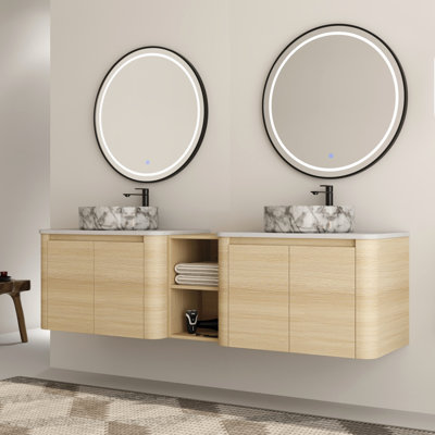 Ensemble de meuble-lavabo double 72 po avec plateau en pierre reconstituée Eaton