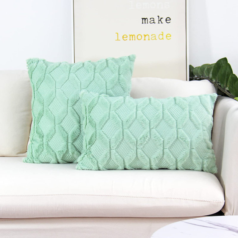 Ensemble de 2 coussins décoratifs coordonnés, 1 de taille 18 po x 18 po et 1 de taille 12 po x 20 po, polyester, Vert