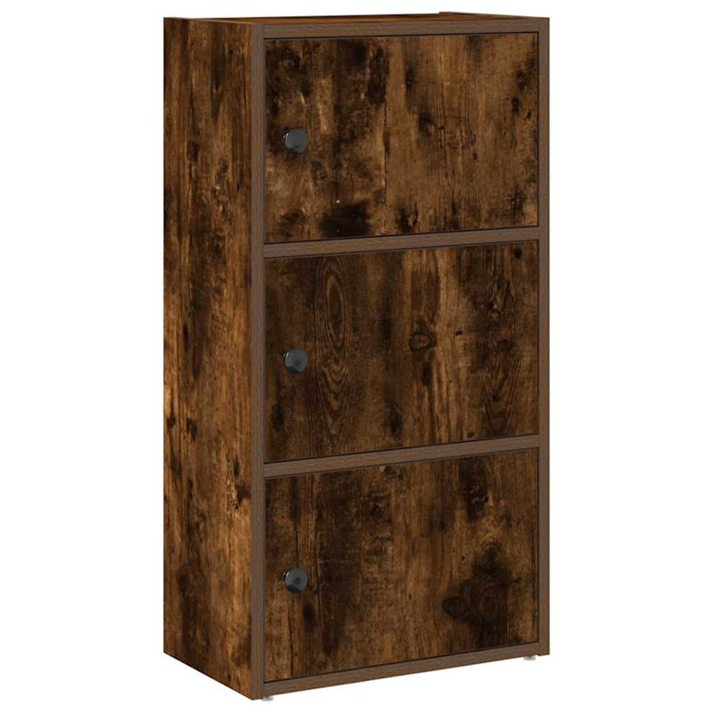 Shanetra 40cm W Bookcase, Smoked Oak, (3 Shelves) 77cmH x 40cmW x 24cmD