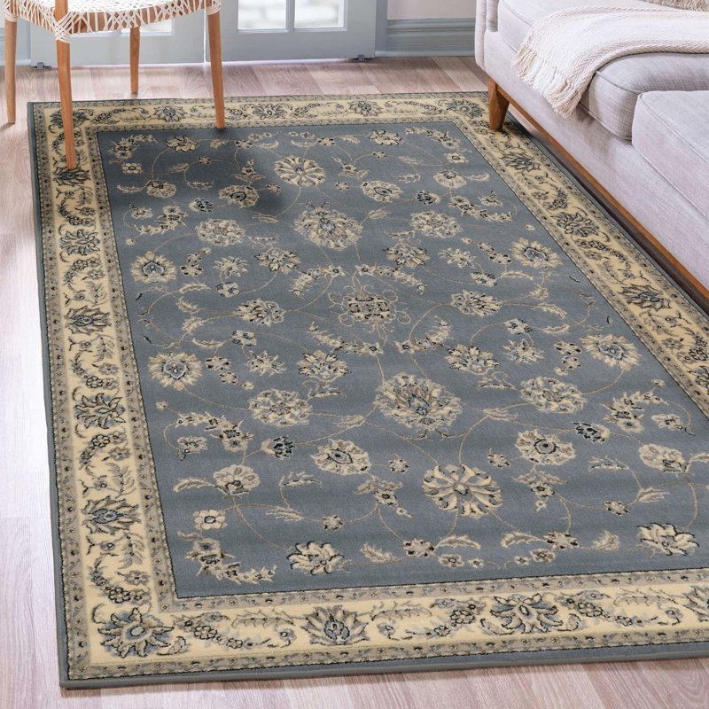 Tapis oriental gris / bleu Weiser, Rectangle 3 pi 3 po x 4 pi 11 po