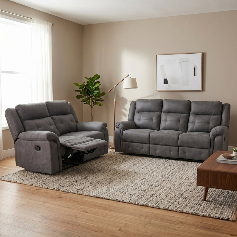 Bonachea 2 Seater Reclining Loveseat, Dark Grey