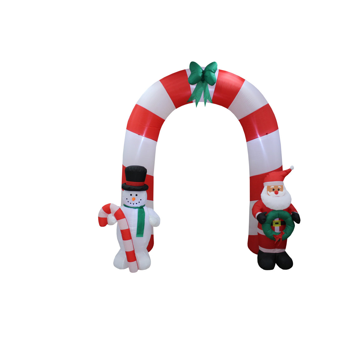 8 Foot Tall Lighted Christmas Inflatable Archway Arch with Santa Claus and Snowman Indoor / Outdoor Holiday Blow Up Yard Garden Decoration The Holiday Aisle®