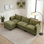 Ensemble de canapé moderne en chenille, canapé 3 places avec repose-pieds individuel assorti, mobilier de salon modulaire avec ports USB intégrés et poches latérales