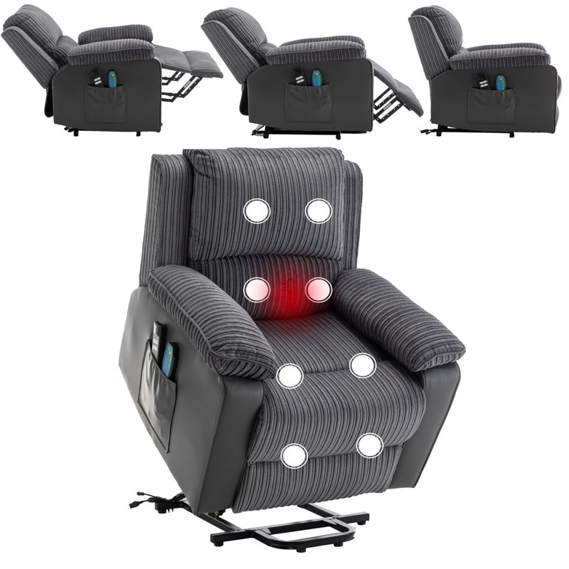 Amenah 93cm Wide Lift Assist Ergonomic Recliner, Grey