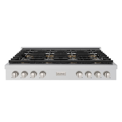 ZLINE 48 in. Paramount Gas Rangetop with 8 Burner DuoPro Cooktop in Black Stainless Steel