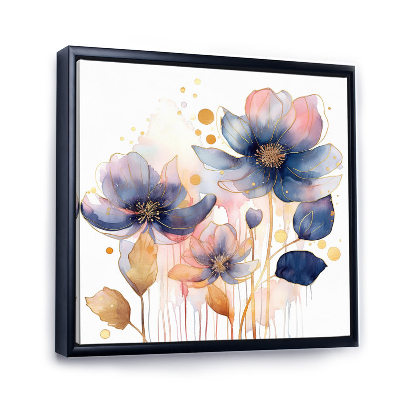 «Blue Pink Harmony In Chaos» sur impression sur toile, H 24 po x l 24 po x P 1 po, Cadre flottant noir
