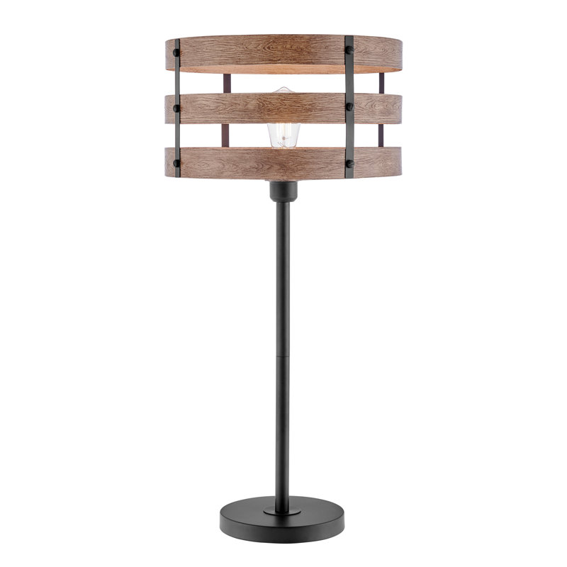 Lampe de table en métal Meaux, Noir, Brun