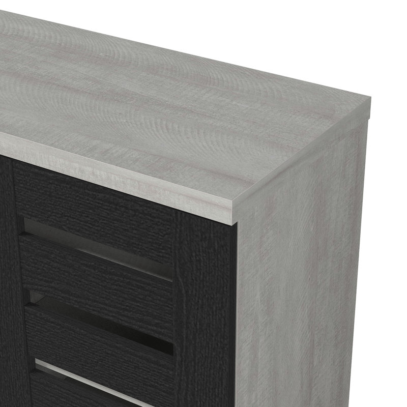 Armoire de rangement à chaussures 16 paires Lismore, Chêne gris poussiéreux / chêne noir