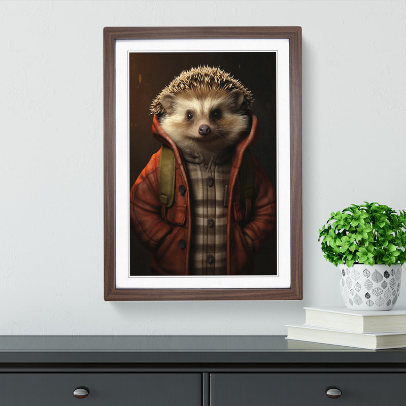 Hedgehog Tachisme - Framed Print, Walnut, 64cm H x 46cm W x 2cm D