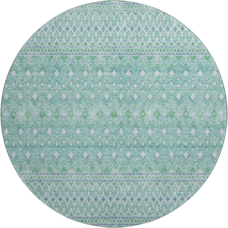 Premium Machine Washable Prisco Aqua Rug