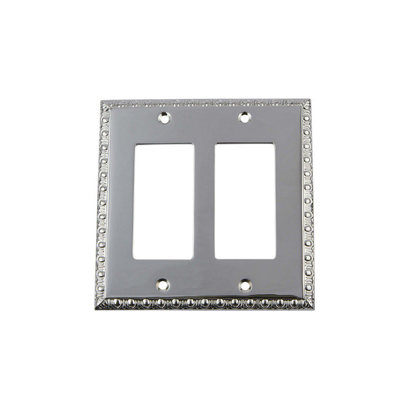 Egg and Dart 2-Gang Rocker Wall Plate, Bright Chrome