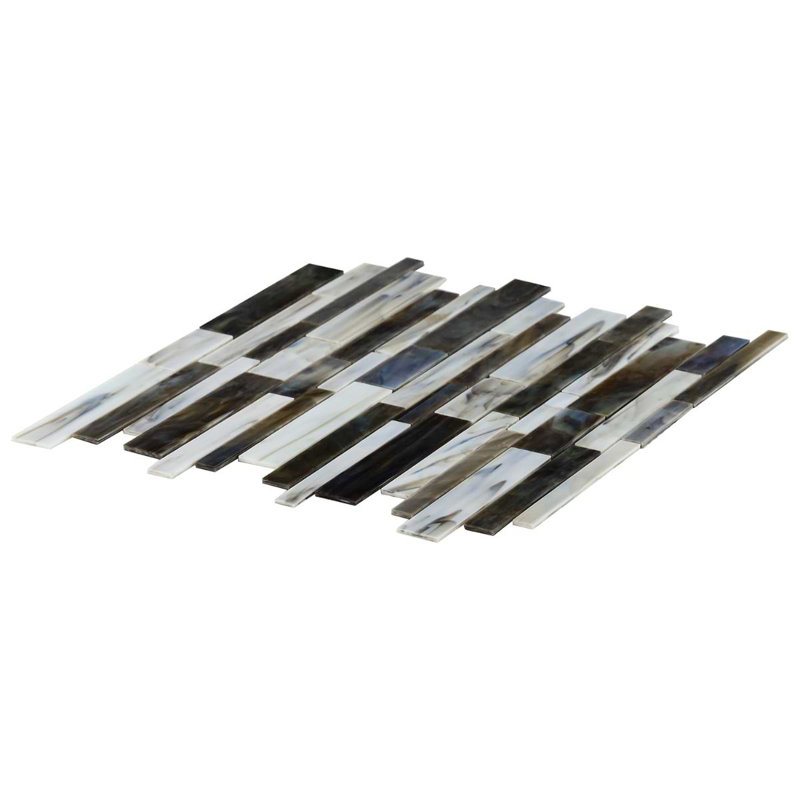 Matchstix 11x11 Brick Polished Glass Mosaic Tile, Rainstorm