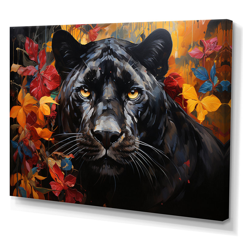 Panther Elusive Panther Collage - Animals Wall Decor, H 30 po x l 40 po x P 1,5 po, Toile tendue