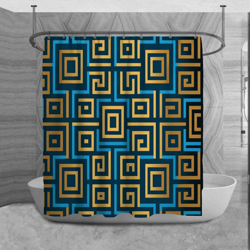 Geometric Shower Curtain, 73" H x 70" W
