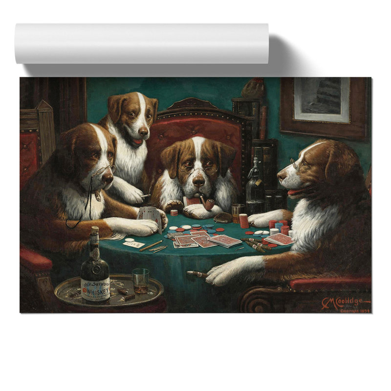 Dogs Playing Poker by Cassius Marcellus Coolidge - Frameless Print, 30cm H x 42cm W x 0.1cm D