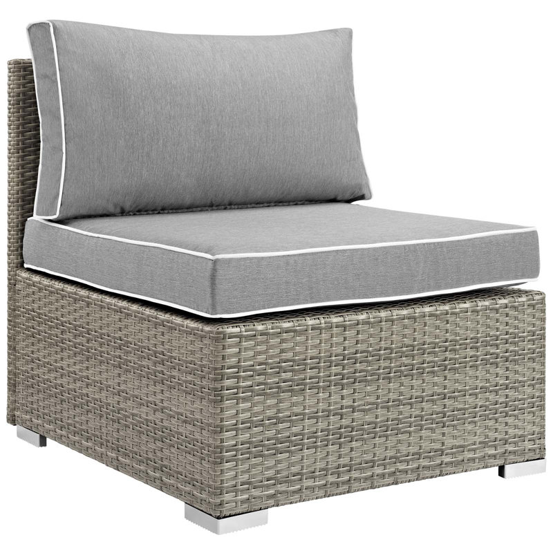 Modway Havenside Home Bocabec Modern Fabric Outdoor Patio Armless Chair, Light Grey Velvet