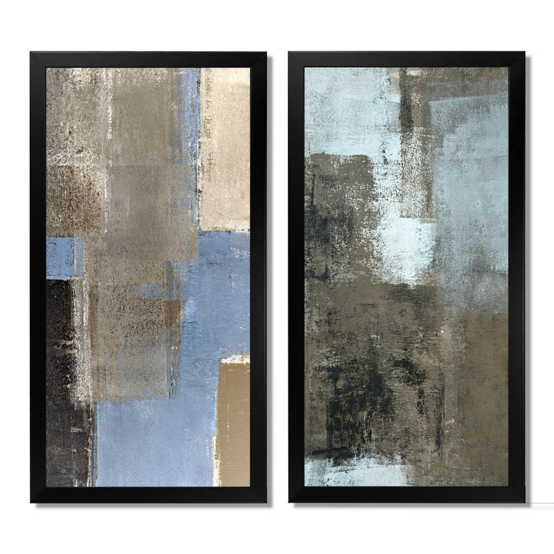 «Blue Meets Brown Abstract Art II», ensemble de 2 reproductions de dessins sur toiles, H 40 po x l 40 po x P 1 po