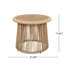 Table d'appoint conique en corde beige clair avec plateau en bois d'acacia au fini teck Capacité de 150 lb sans assemblage requis Table d'appoint ronde à tissage ouvert moderne pour le patio