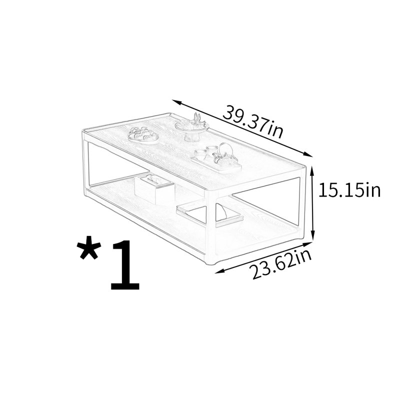 Minimalist style coffee table, 15.15" H x 39.37" L x 23.62" W
