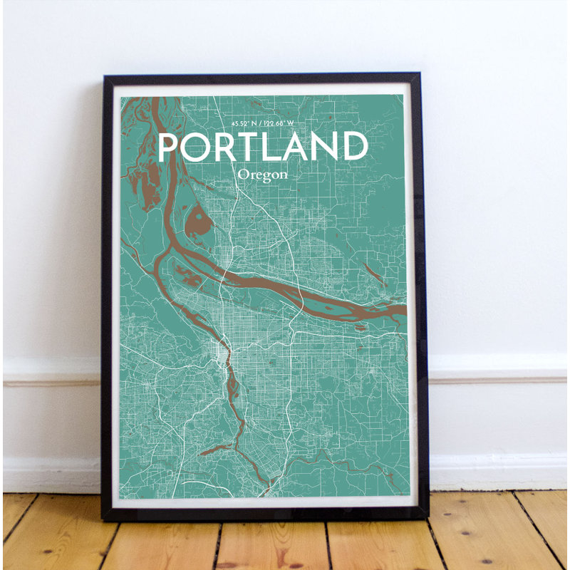 « portland city map », reproduction d’impression sur affiche en nature, H 27,6 po x l 19,7 po x P 0,05 po
