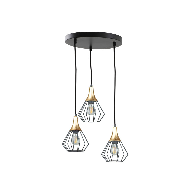 Bodrogi 3 - Light Cluster Pendant, Black/Gold