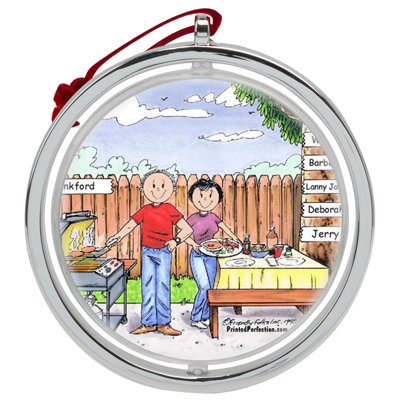 Personalized Family BBQ 5 Double Sided Spinable Christmas Ornament