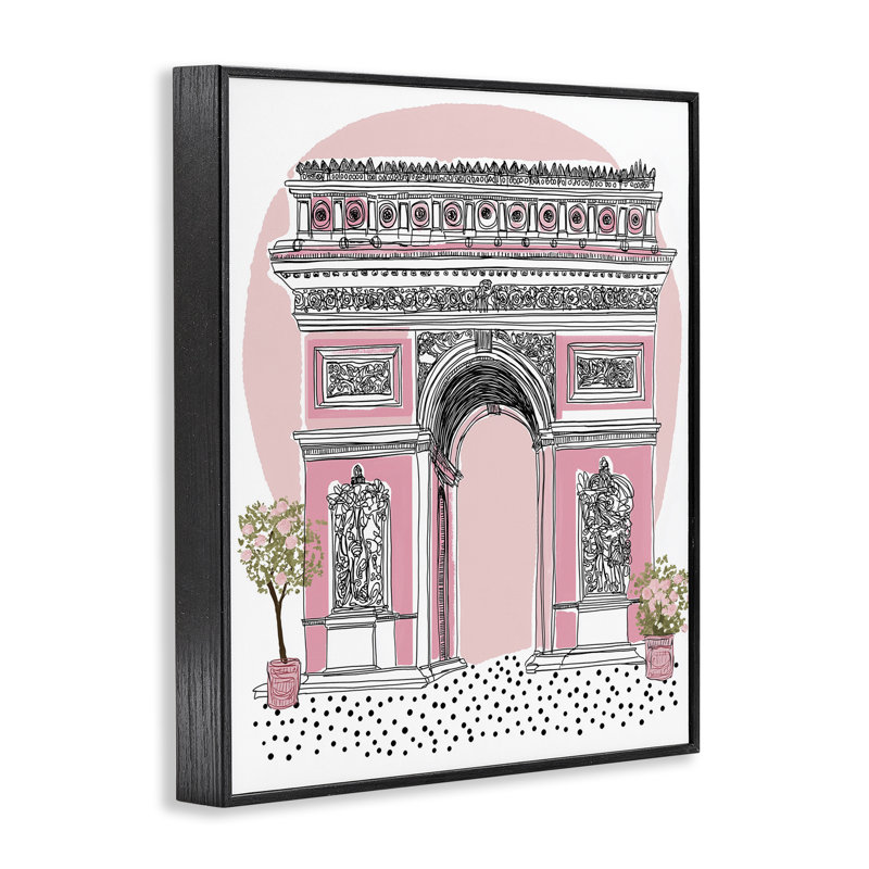 Giclée encadrée de style néo-classique rose par Jess Stempel, H 30 po x l 24 po, Giclée noire de minuit encadrée