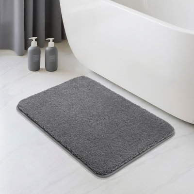 Extra Thick Water Absorbent Plush Polyester Non-Slip Bath Rug