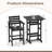 3-Piece Patio HDPE Bar Set Armchairs with Square High-Top Table Footrest Backrest -1824408890
