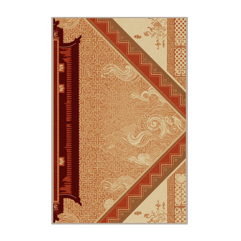Soft Plush Rodolfo Beijing Forbidden City Classic Oriental Area Rug in Brown – Beige Binding, 2x5