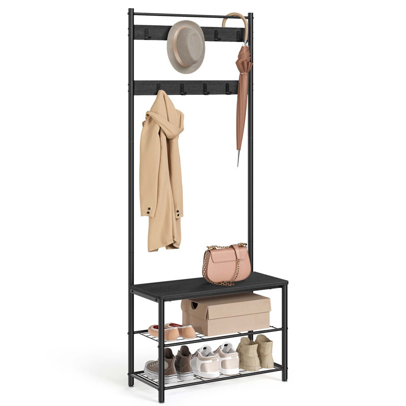 Portemanteau avec rangement pour chaussures Parke, Gris anthracite