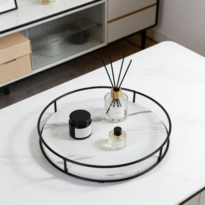 Organisateur de plateau tournant Lazy Susan pour comptoir de cuisine et armoire, avec cadre en acier, centre de table décoratif rotatif à 360 degrés