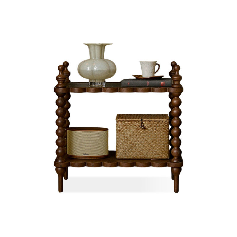 Modern Solid Wood+Glass End Table