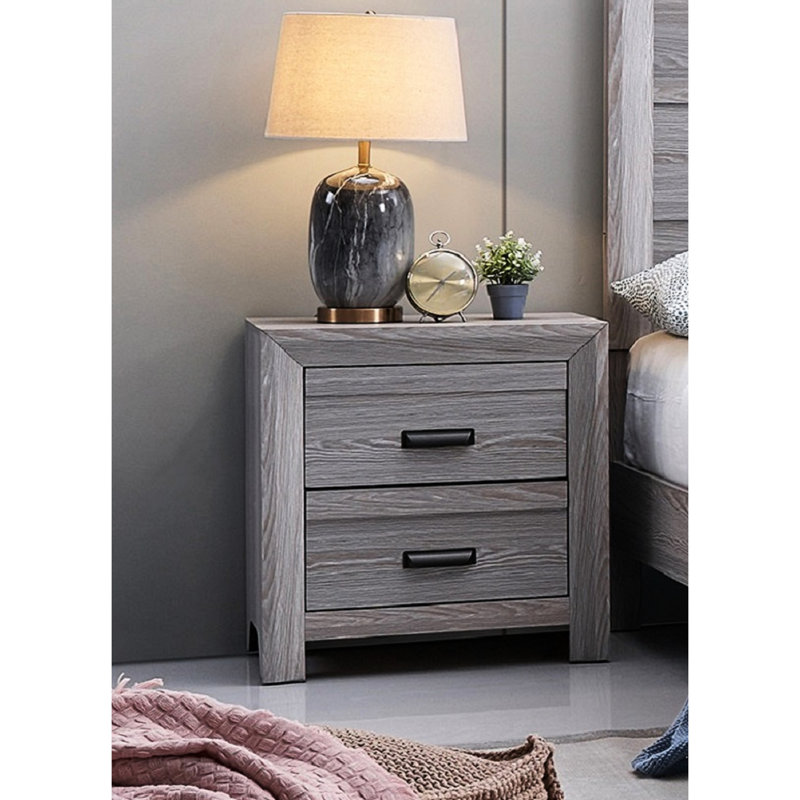 2 Bedroom Nightstand, Gray Rustic, Wooden Furniture Piece Rustic With Style