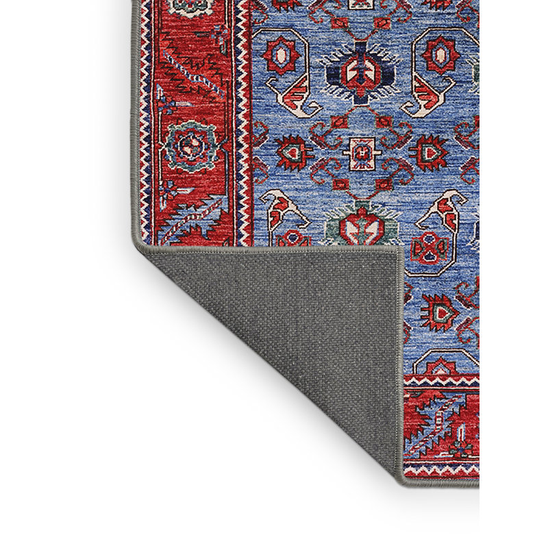 Tapis oriental bleu / rouge Gately, Tapis de couloir 2 pi x 5 pi