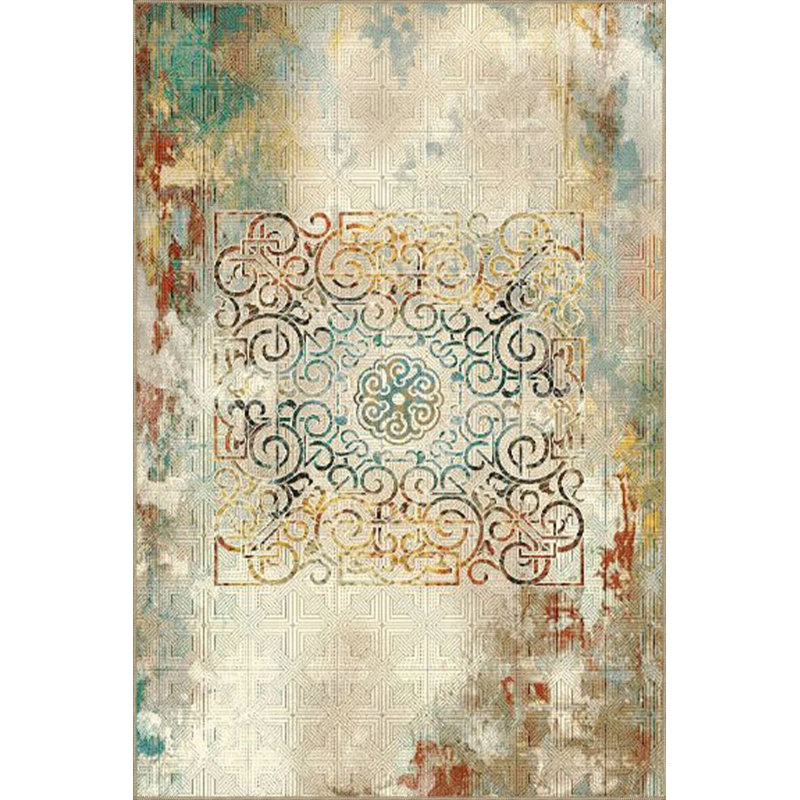 Traditional Woven  Washable Carpet With Checkered Siesta Motif, Rectangle 3'4" x 6'7"