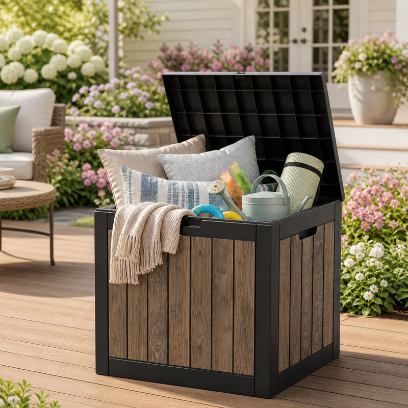 Walnut 35 Gallon Outdoor Deck Box