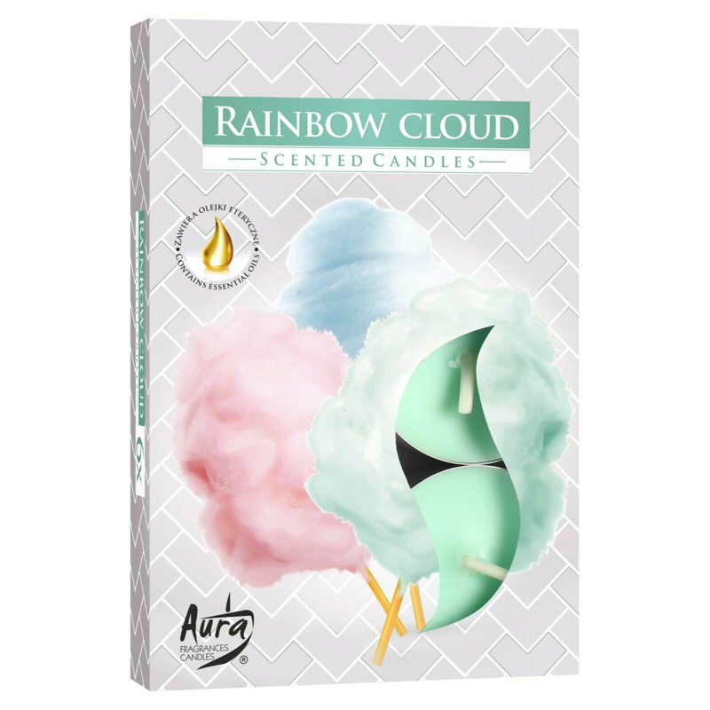 Rainbow Cloud Scented Tealight Candle with Glass Holder