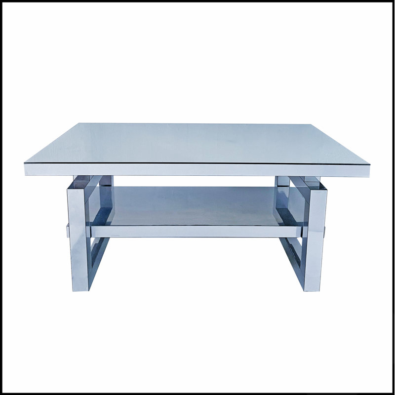 Table basse carrée moderne et luxueuse en verre trempé pour petits appartements et balcons, optimisant l'espace et apportant une touche d'élégance.