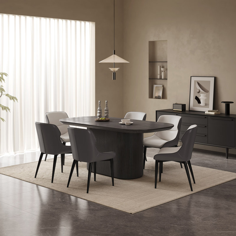 Ensemble de table de salle à manger 70 po avec 6 chaises pour la cuisine, le bar et le salon, 7 pièces (1 table, 6 chaises)