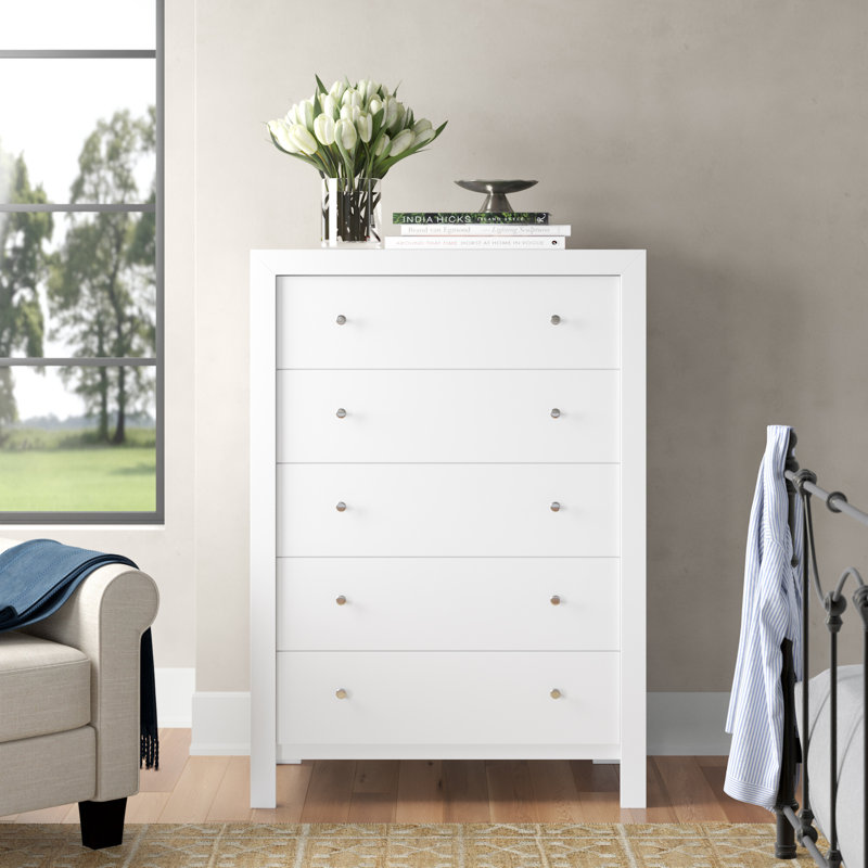 Baer 34 " W 5 - Drawer Dresser, White