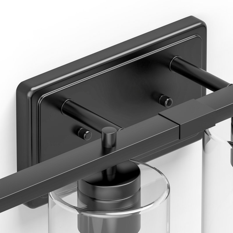 Luminaire pour salle de bain 4 lumières à abat-jour en verre à intensité variable, Clair, Noir mat