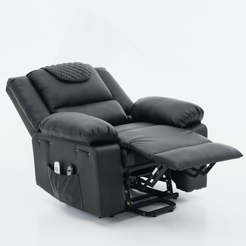 Fauteuil inclinable noir en polyuréthane chauffant et inclinable à massage pour personnes âgées