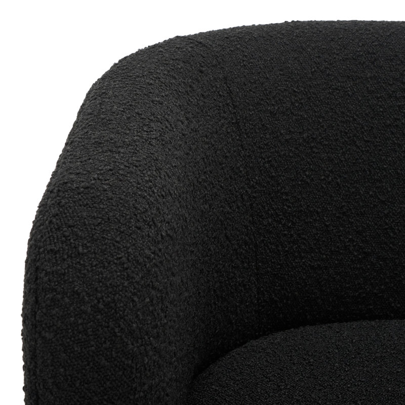 Ellum Upholstered Barrel Chair, Black Faux Lambs Wool